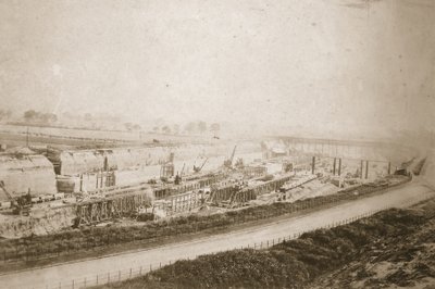 Making Latchford Locks, view from Embankment by Thomas Birtles